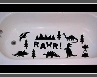Non-skid decal for bathtub, shower Dinosaur Scene Rawr!