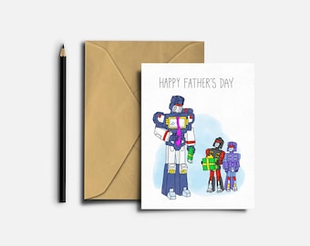 Father's Day Greeting Card, Transformers, Soundwave, Rumble, Frenzy, Funny Card, Humorous Card