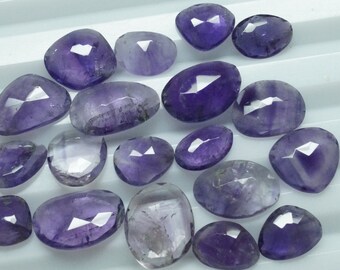 LOT 19 Pieces 100% Natural African Amethyst Gemstones Irregular Rose Cut 10-20mm