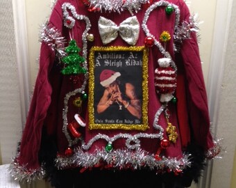Custom Photo Transfer Your Photo to Light up Tacky Ugly Christmas Sweater PRIORITY MAIL Shipping
