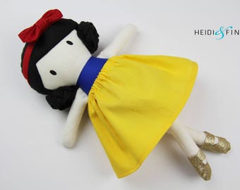 LIMITED EDITION snow white Mini Pals soft rag doll keepsake gift OOAK ready to ship blue gold yellow