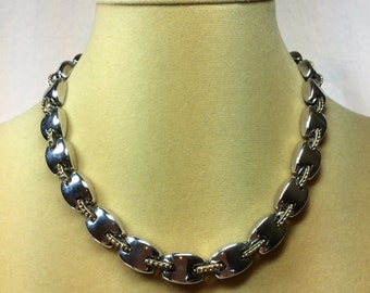 Gold And Silver 1980's Vintage Necklace