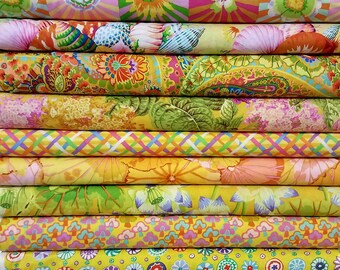 Kaffe Fassett Fabric Bundle - Yellow colorway 12 different fabrics