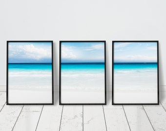 Beach Art Print Beach Print Set Of 3 Prints Beach Decor Beach Photography Prints Ocean Wall Art Turquoise Wall Art Turquoise Water Print