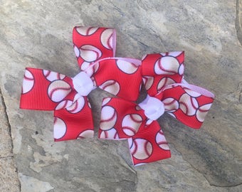 Baseball Hair Bows,Pigtail Hair Bows,Alligator Clips,3 Inch Hair Bows,Non Slip Hair Bows