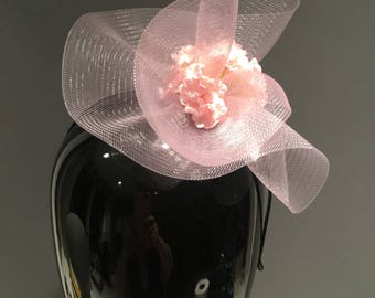 Pink Fascinator- Mini Derby headband - Wedding- Rose Headpiece -Flower Fascinator- Floral Headpiece- Kentucky Derby- Tea Party