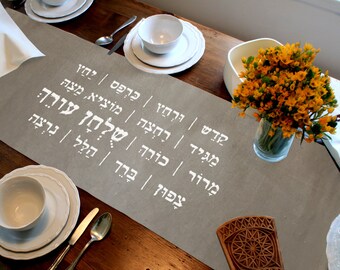 Passover night (Leil Haseder) signs - table Runner, Tablecloth, Judaica Gift, 100% cotton, 1.80x45 cm.