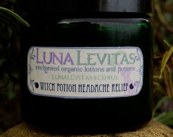 Witch Potion- Vegan Organic Headache, Tension Headache, Migraine, Neck Pain Relief Balm with Eucalyptus, Bergamot & Peppermint