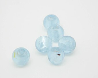 6 x Pearl round 8mm purple glass