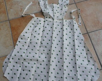 Beautiful linen French Pinafore Apron Vintage 1950s but NEW