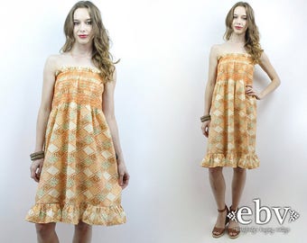 Hippie Dress Hippy Dress Patchwork Dress Festival Dress Boho Dress 70s Dress Summer Dress Vintage 70s Mini Festival Dress Tube Dress XS S
