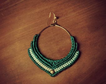 turquoise earrings/clear dark brass bead