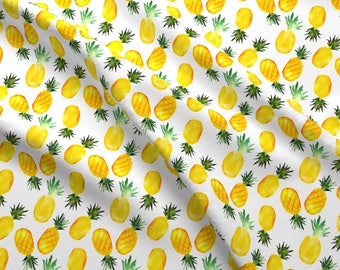Watercolor Yellow Pineapple Fabric - Pineapples By Katerinaizotova - Watercolor Summer Pineapple Cotton Fabric By The Yard With Spoonflower