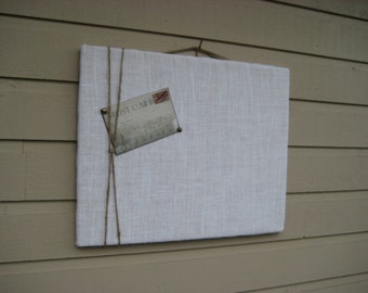 Burlap and Jute Twine Bulletin Board, Natural burlap Photo Memory Board, Memo Pin Board, Custom Larger Sized