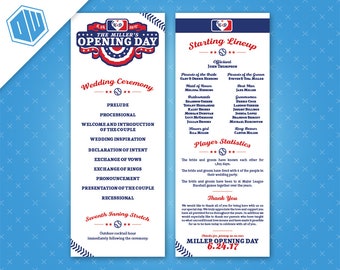 Printable Wedding Ceremony Program | 4.25'' x 11'' Size | Front and Back Layout | Baseball Theme | Opening Day