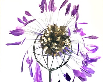 1920's hat, Feather fascinator, feather fascinator Kentucky Derby, Feather Headband, Feather Fascinator hat, Feather Fascinator Purple
