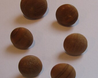 6 Vintage Medium Wood Buttons Wooden Metal Shanks Sewing Craft Scrapbooking Altered Art Mixed Media Supply