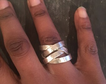 Statement Ring, Sterling Silver, Wide Band, Large Wrap Ring, Modern Jewellery, Modern Design, Chunky Silver Ring, Unique Silver Ring
