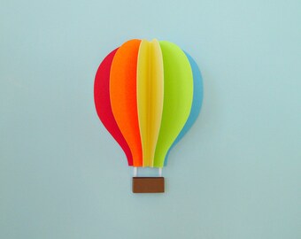 Hot Air Balloon Wall Decal, Paper Wall Art, Wall Decor, 3D Wall Art