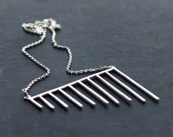Sterling Silver Geometric Statement Necklace - Chain - Pendant - OOAK