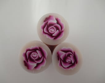 Pink Rose Polymer Clay Cane, Raw Polymer Clay Cane, Millefiori