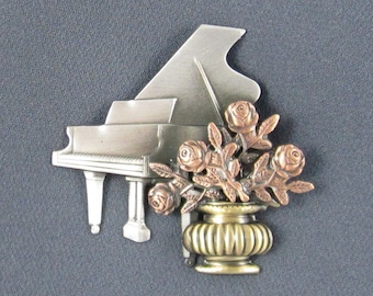 Baby Grand Piano Brooch- Piano Brooch- Piano Jewelry