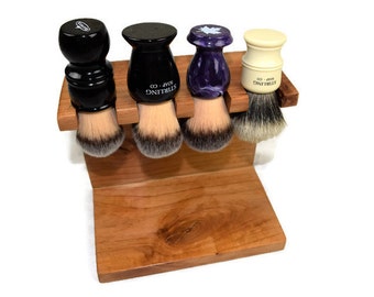 Men's Custom Wood shaving brush stand 4 brush slots, Fathers day gift, gift for dad, Christmas gift