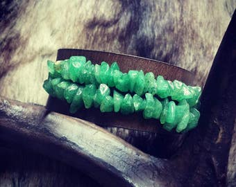 Leather Bracelet Aventurine