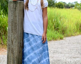 Girls Maxi skirt - Boho maxi skirt - Toddler Maxi skirt - long skirt - tie dye skirt - Summer skirt - Bohemian skirt - blue skirt - maxi