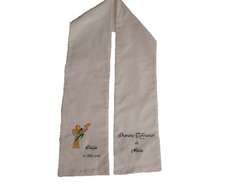 Personalized first Communion scarf, painted by hand for child, adult