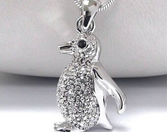 Silver Penguin Pendant Necklace