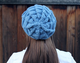 Textured Sky Blue Slouchy Beanie. Womens Winter Hat. Winter Accessories. Knit Hat. Knit Slouch Beanie. Slouchy Winter Hat. Christmas Gift