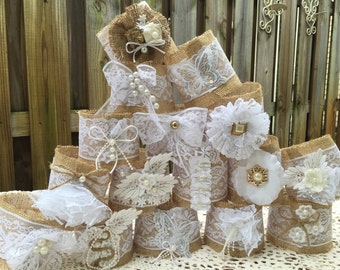 Set of 10 Quart Size Mason Jar sleeves, twine, pearls, handmade, lace any color any size any style