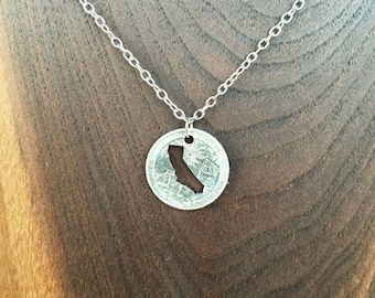 State Quarter Necklace - Hand Cut Coin Necklace