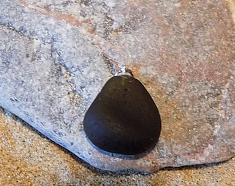 Beautiful black seaglass pendant
