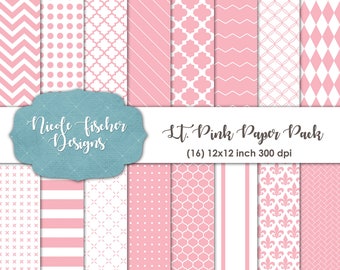 Light Pink Patterned Paper Pack -INSTANT DOWNLOAD