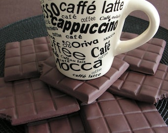 Set of 4 coasters and coaster chocolate bars