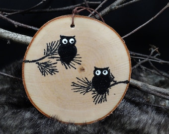Rustic Birch owl ornament
