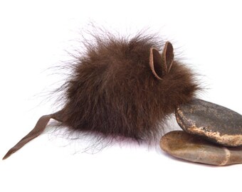 Unique Cat Toy Mouse, Durable Cat Toy, Fun Cat Toy, Organic Catnip Cat Toy, Available Catnip Free, Buffalo Fur Cat Toy Mouse