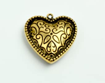 Heart Pendant, open heart shape 36mm 2 sided, pack of 6 --09513AG