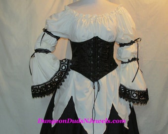 DDNJ Choose Color 2 Tier Bell Chemise Petal Hem Custom Plus Made ANY Size Renaissance Gypsy Pirate Wench Fairy Medieval Pixie Anime larp
