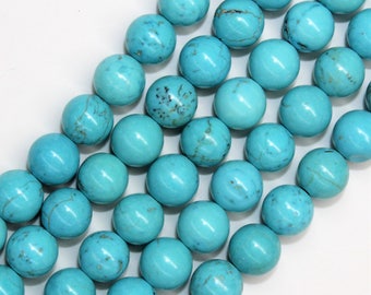 2mm Hole Blue Turquoise Gemstone Shining Round Loose beads 8/10/12mm