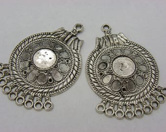 2 candlesticks in silver plated brass or 54 mm x 37 mm with cabochon charms
