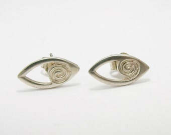 Vintage 925 Sterling Silver Swirl Stud Earrings