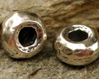 Rustic Heavy Rondelle Donut Bead in Sterling Silver
