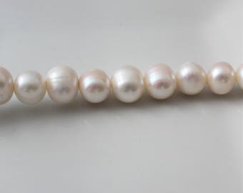 White Large Hole Pearls, White Pearls, White Potato Pearls Freshwater Pearls Real Pearls Big Hole Pearl 2mm Hole Pearl, 11mm-13mm -10 Pieces
