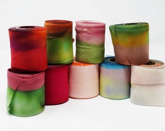 Hanah Silk Ribbon 2 1/2 inch Hand Dyed Craft Ribbon Hair Ribbon