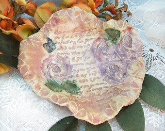 small decorative bowl - ceramic jewelry dish - hand built pottery - trinket dish - pink small ceramic dish - gifts under 20 # 131