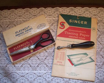 Kleencut Pinking Shears - Vintage Tracing Wheel - Tracing Paper