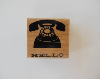 Telephone Rubber Stamp - Wood Mounted Rubber Stamp